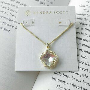 NEW Kendra Scott Kacey Gold Dichroic Glass Long Pendant Necklace Authentic